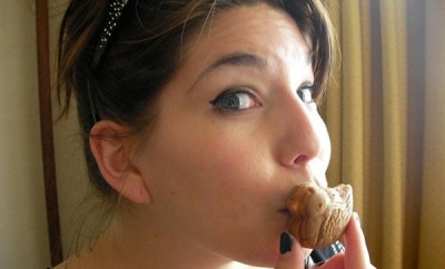 girl eating biscuit